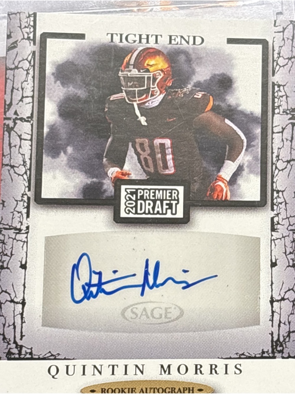 Sage Football Trading Card Quintin Morris Autograph